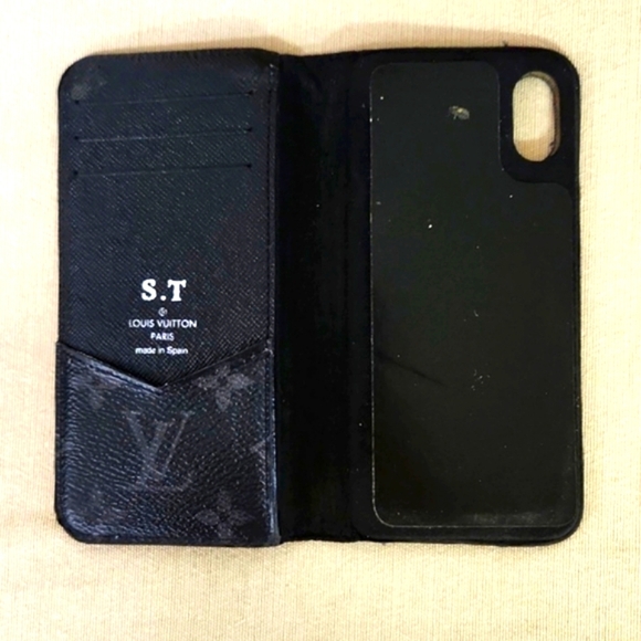 LOUIS VUITTON Monogram Eclipse Canvas iPhone X FolioCase Black/Grey - Picture 4 of 7